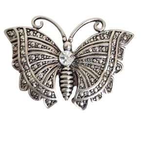 Clear Crystal Silver Tone Crystal Butterfly Pin Brooch